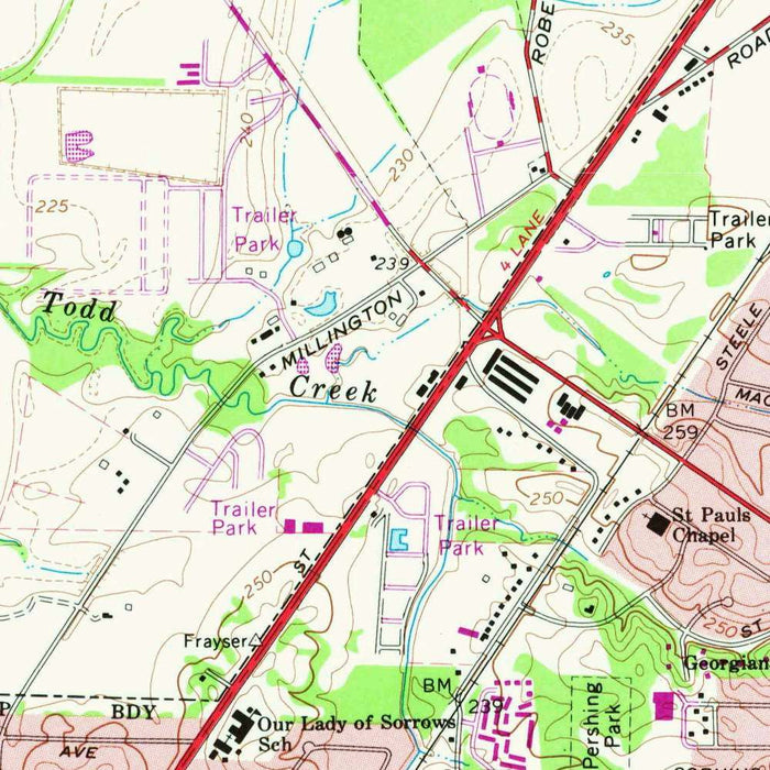 Old Map of Memphis, Tennessee by USGS, 1965 – Mississippi River & T.O. Fuller State Park