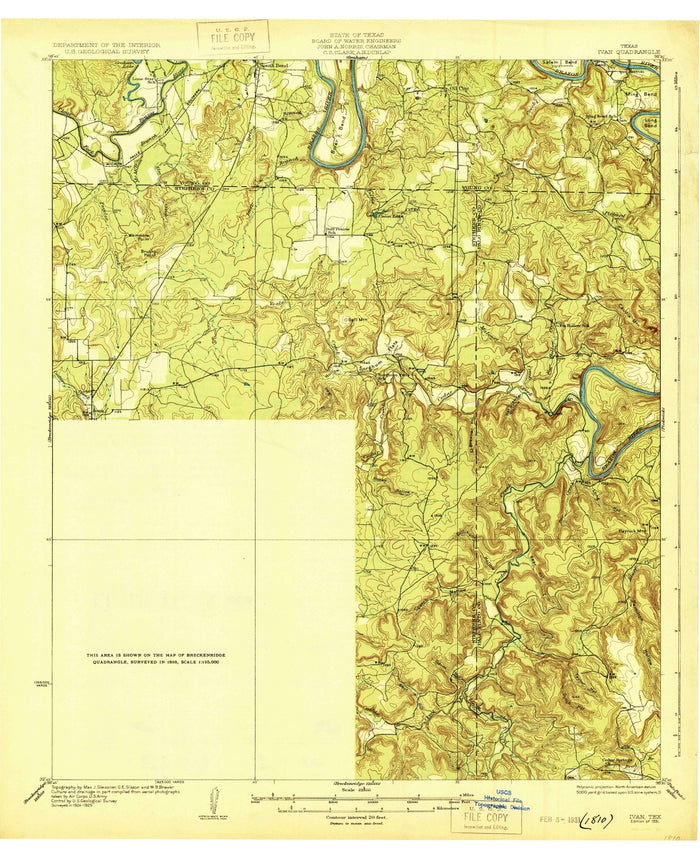 Old Map of Possum Kingdom Lake, Texas by USGS, 1931 – Brazos River, Graham & Breckenridge