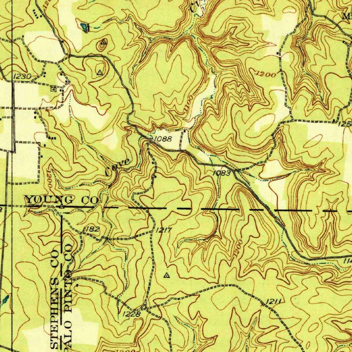 Old Map of Possum Kingdom Lake, Texas by USGS, 1931 – Brazos River, Graham & Breckenridge