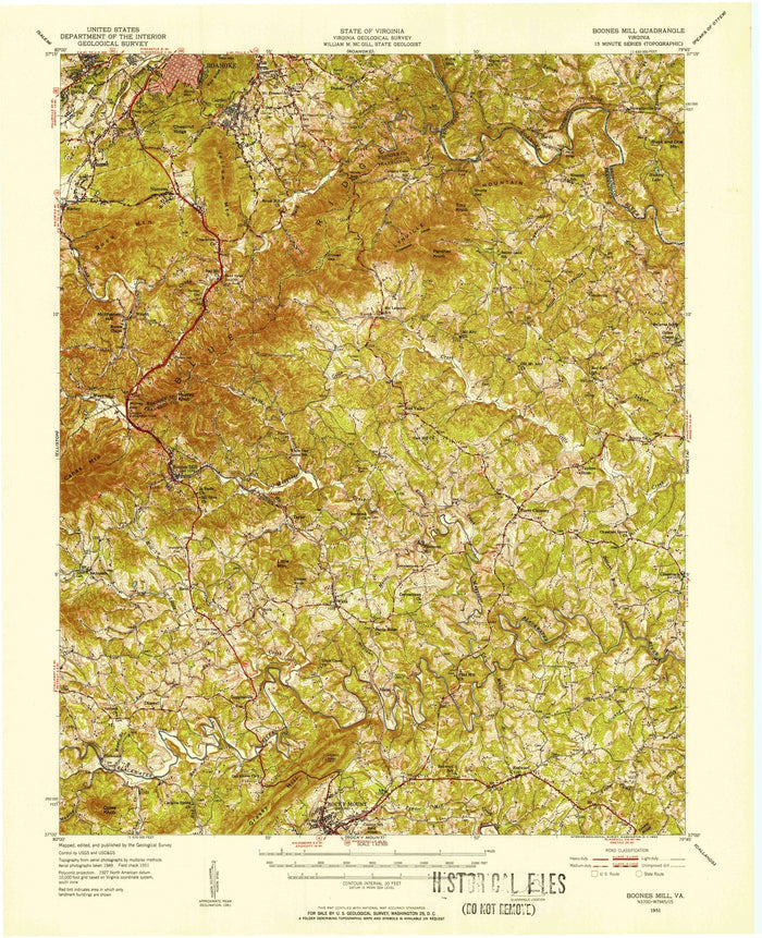 Old Map of Smith Mountain Lake, Virginia by USGS, 1951 – Boones Mill & Blue Ridge Foothills