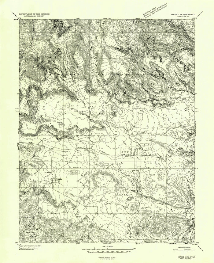 Old Map of Torrey, Utah by USGS, 1952 – Notom & Fish Springs