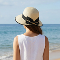 Open Back Bow Foldable Hat (57cm) - Natural Cream