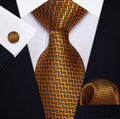 ORANGE BLACK NOVELTY TIE POCKET SQUARE CUFFLINKS SET-N-9543 - SimonVon Shop