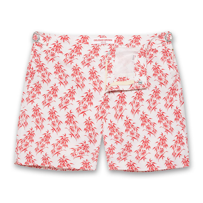 Orlebar Brown - Bulldog Bamboo Swim Shorts in White/Red - Nigel Clare