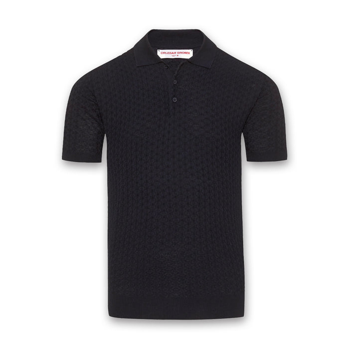Orlebar Brown - Burnham Tailored Fit Polo in Navy - Nigel Clare