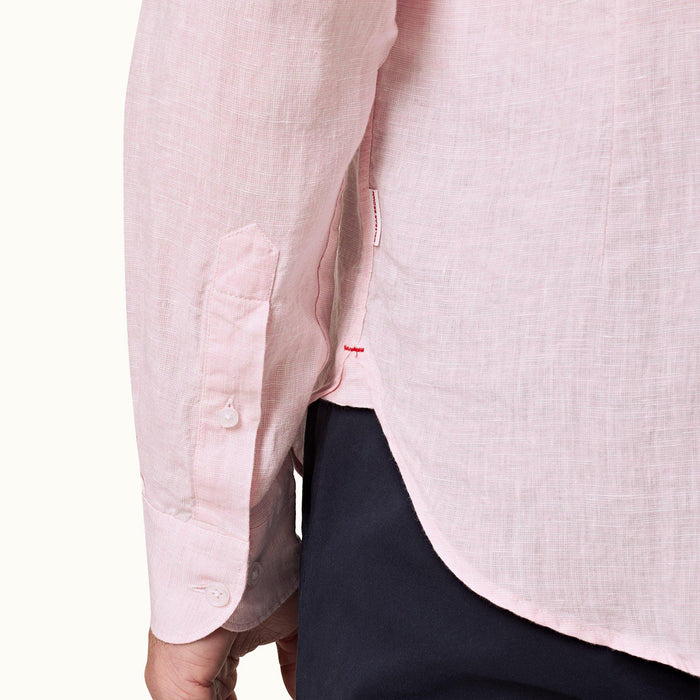 Orlebar Brown - Giles Linen Tailored Fit Shirt in Pink/White - Nigel Clare