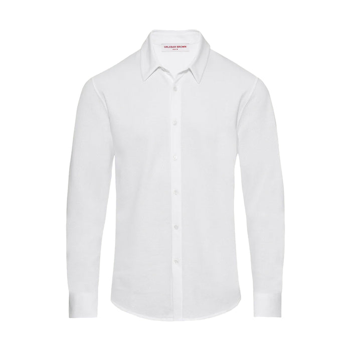Orlebar Brown - Giles Pique Shirt in White - Nigel Clare