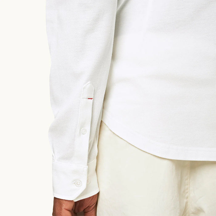 Orlebar Brown - Giles Pique Shirt in White - Nigel Clare