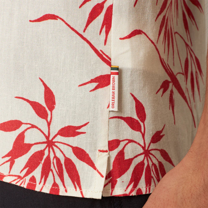 Orlebar Brown - Hibbert Bamboo SS Shirt in White Sand/Summer Red - Nigel Clare