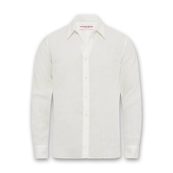 Orlebar Brown - Justin Relaxed Fit Linen Shirt in White - Nigel Clare