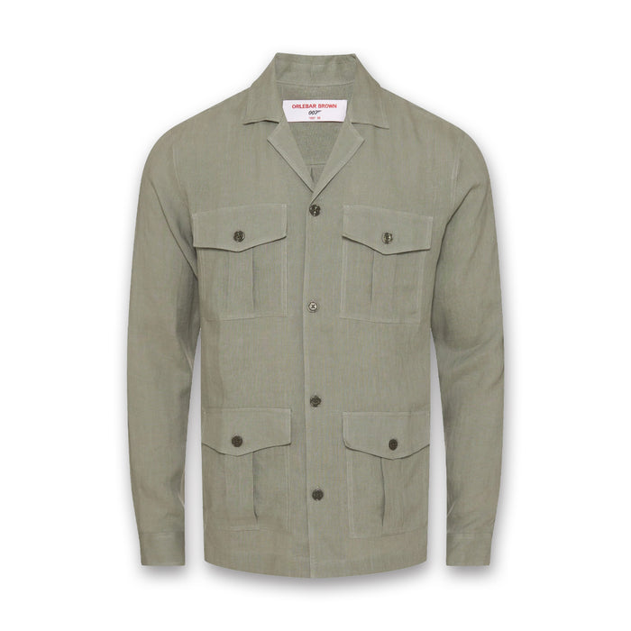 Orlebar Brown - Maitan 007 Golden Gun Linen Shirt in Penny Green - Nigel Clare