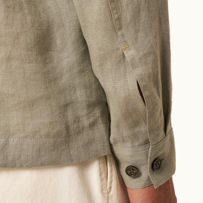 Orlebar Brown - Maitan 007 Golden Gun Linen Shirt in Penny Green - Nigel Clare