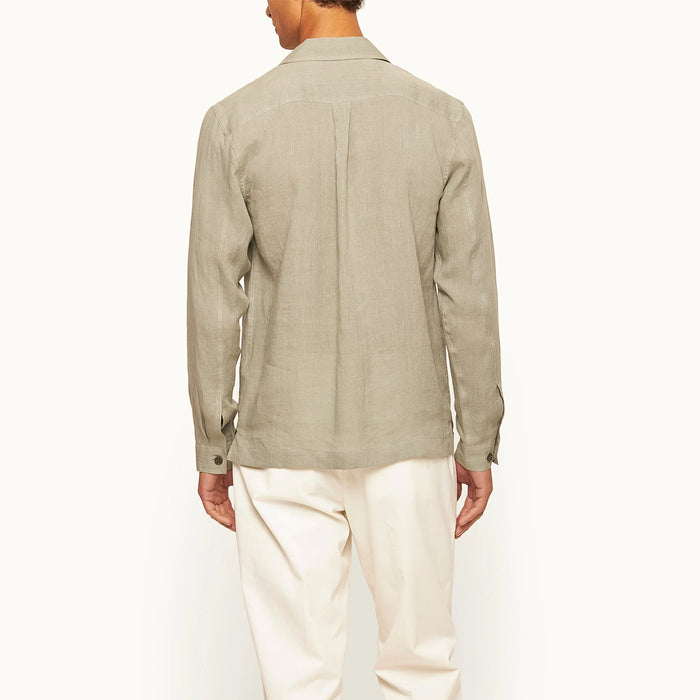 Orlebar Brown - Maitan 007 Golden Gun Linen Shirt in Penny Green - Nigel Clare