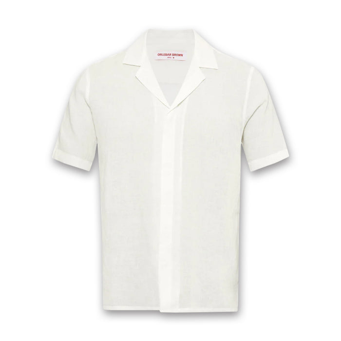 Orlebar Brown - Maitan Relaxed Fit Linen SS Shirt in White - Nigel Clare