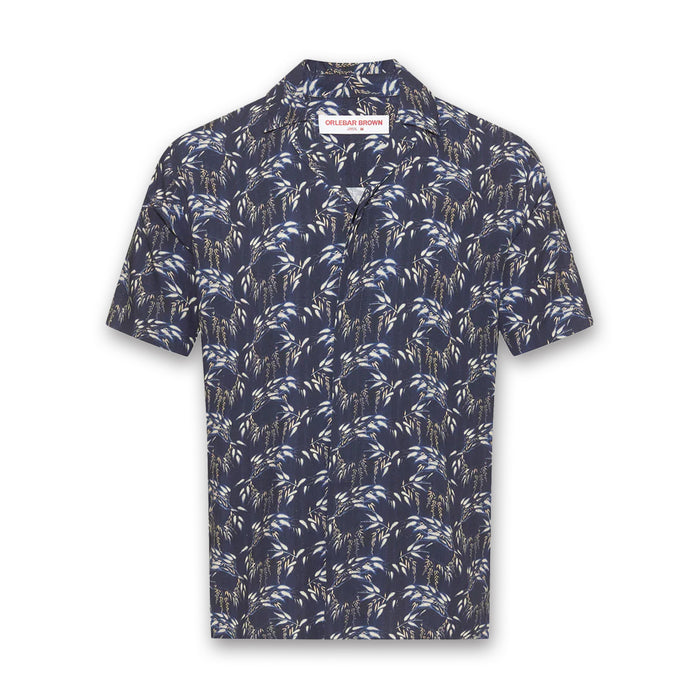 Orlebar Brown - Maiten Relaxed Fit Catkin SS Shirt in Night Iris - Nigel Clare