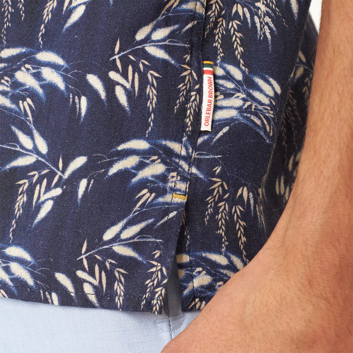Orlebar Brown - Maiten Relaxed Fit Catkin SS Shirt in Night Iris - Nigel Clare