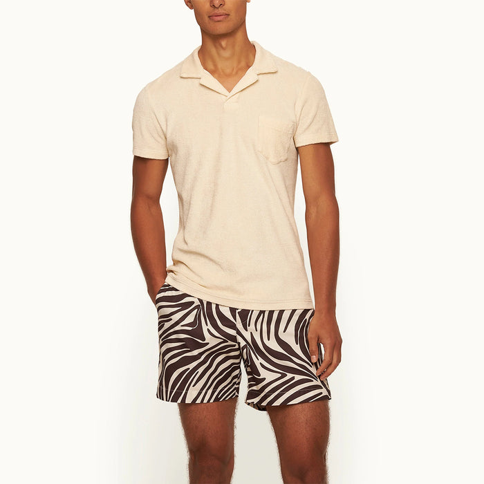 Orlebar Brown - Terry 007 Towelling Polo in Latte - Nigel Clare