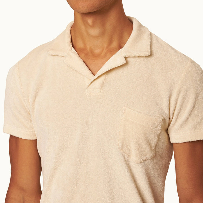 Orlebar Brown - Terry 007 Towelling Polo in Latte - Nigel Clare