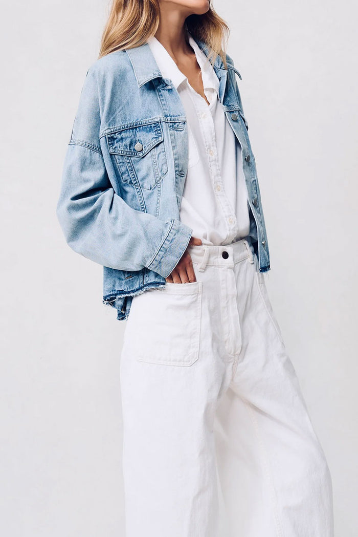 Oversized Trucker Shacket - Stone Wash Blue