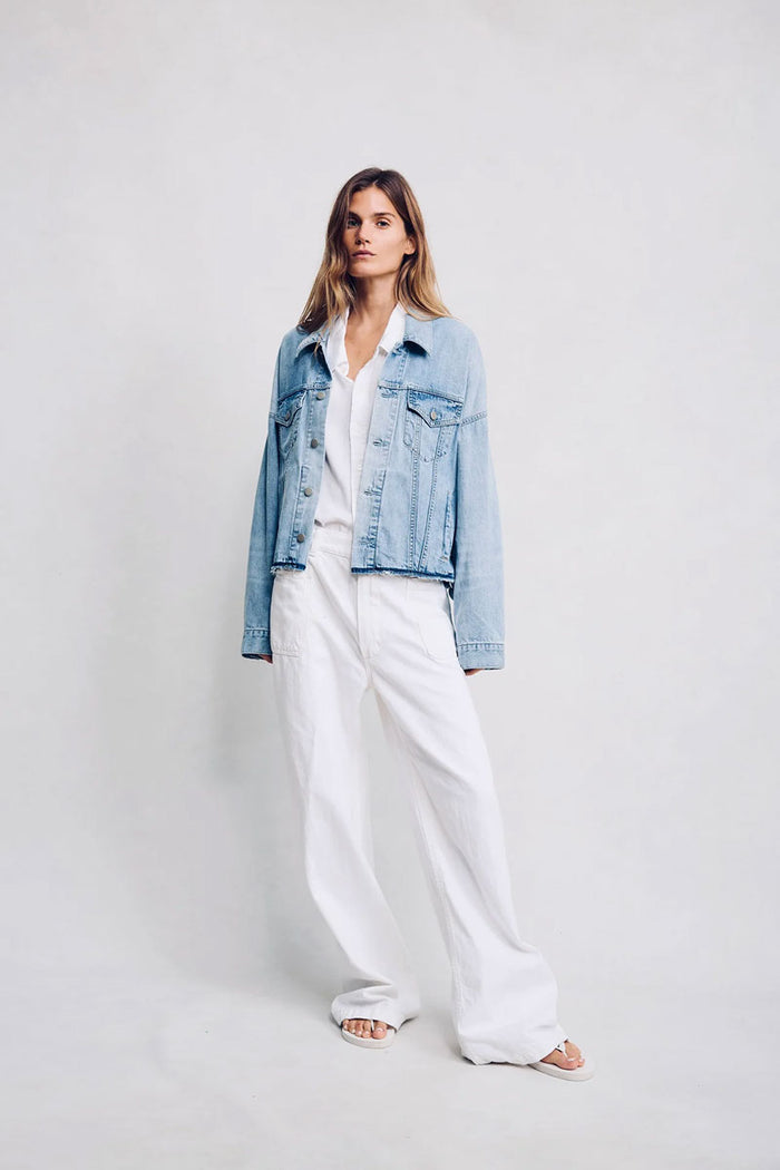 Oversized Trucker Shacket - Stone Wash Blue