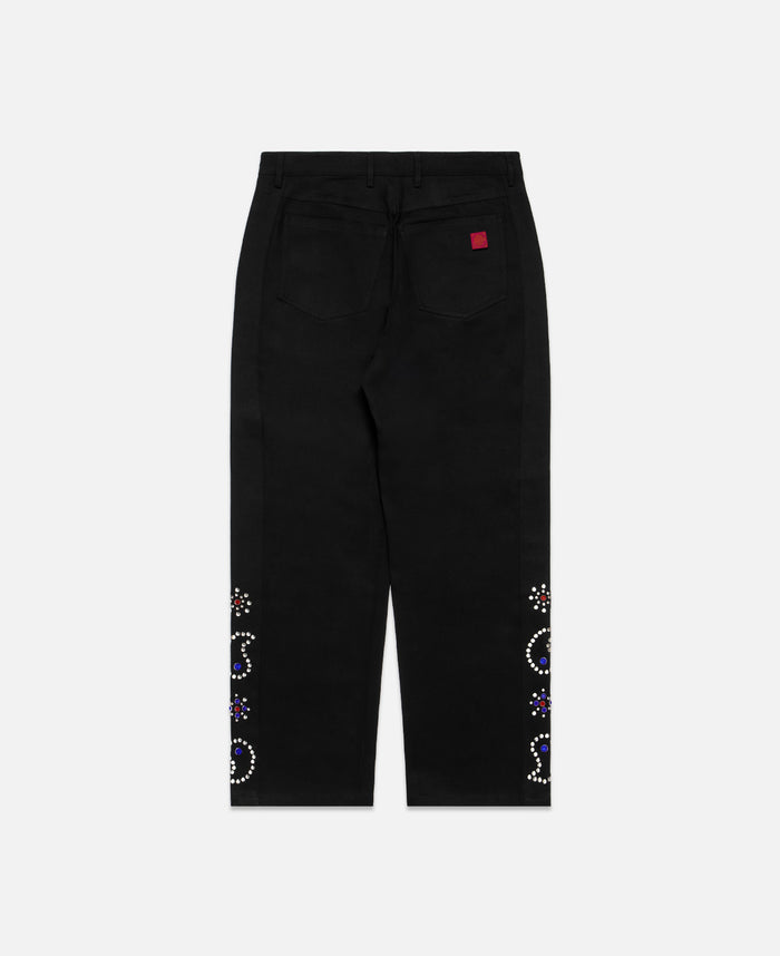 Paisley Studded Twill Pants (Black)