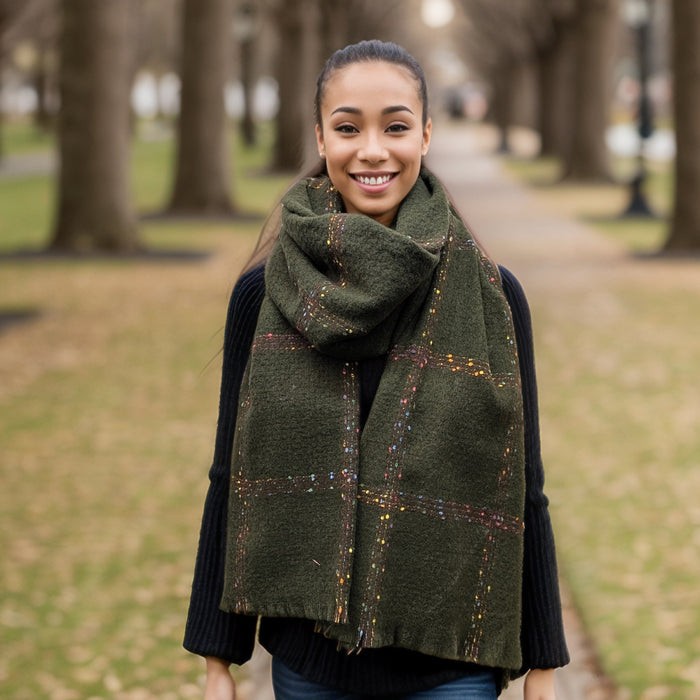 Pantai - Spotty Boxy Thick Scarf (60x180cm) - Racing Green