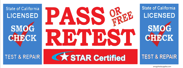 Pass or Free Retest | Star Certified | TEST AND REPAIR | Vinyl Banner
