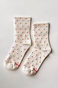 Patterned Sneaker Socks - Polka Dot Cream/Red