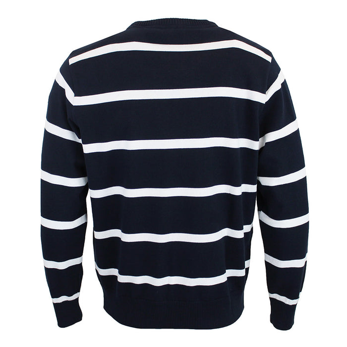 Paul & Shark - Crew Neck Striped Cotton Jumper in Navy & White - Nigel Clare