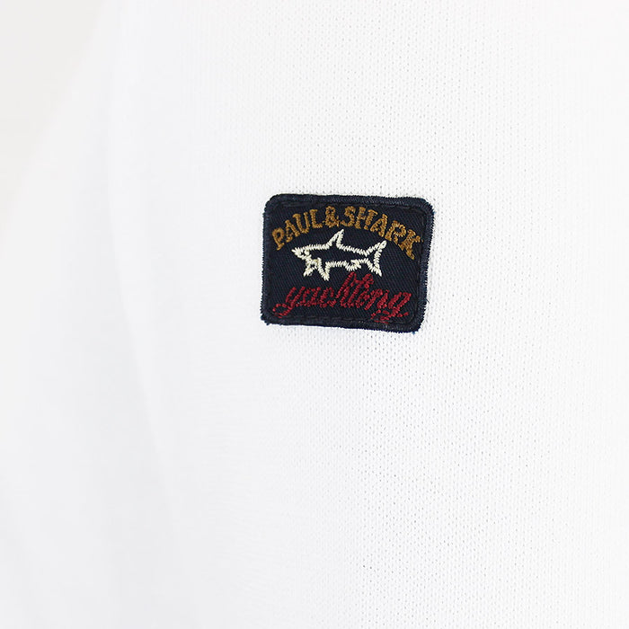 Paul & Shark - Crew Neck Tonal Panel Cotton Jumper in White - Nigel Clare