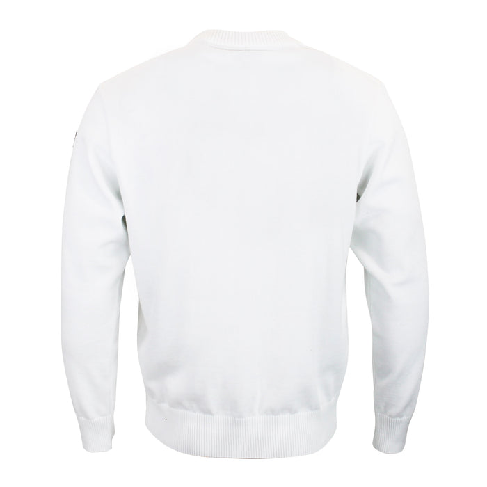 Paul & Shark - Crew Neck Tonal Panel Cotton Jumper in White - Nigel Clare