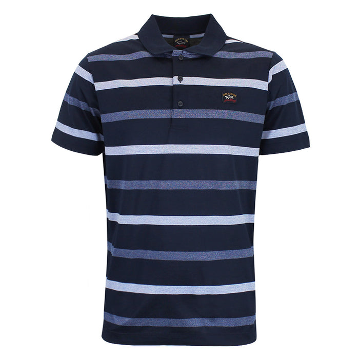 Paul & Shark - Striped Polo Shirt in Navy Blue - Nigel Clare
