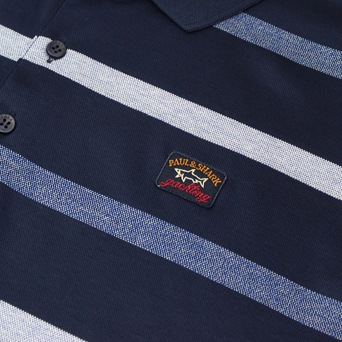 Paul & Shark - Striped Polo Shirt in Navy Blue - Nigel Clare