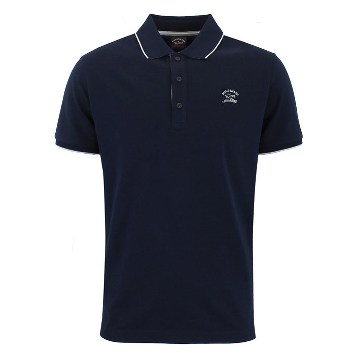 Paul & Shark - Tipped Collar Polo Shirt in Navy & Grey - Nigel Clare