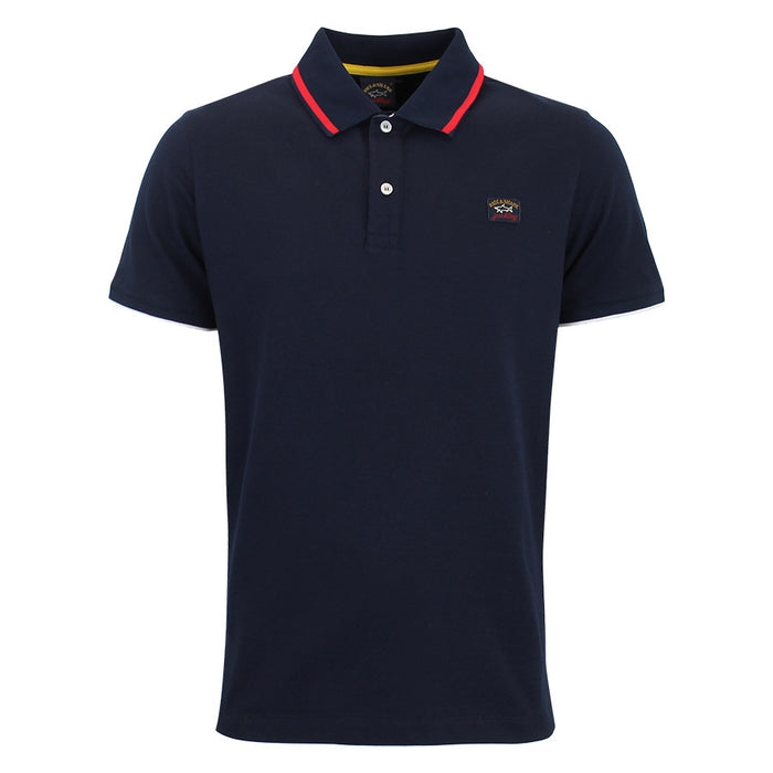 Paul & Shark - Tipped Collar Polo Shirt in Navy & Red - Nigel Clare