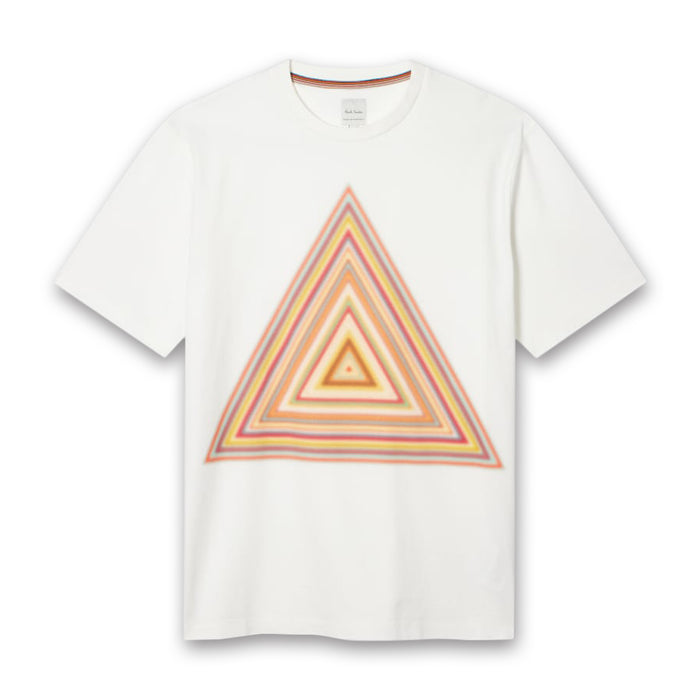 Paul Smith - 'Signature Stripe Triangle' Print T-Shirt in White - Nigel Clare
