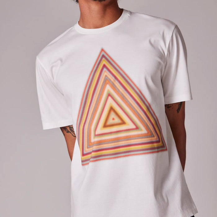 Paul Smith - 'Signature Stripe Triangle' Print T-Shirt in White - Nigel Clare