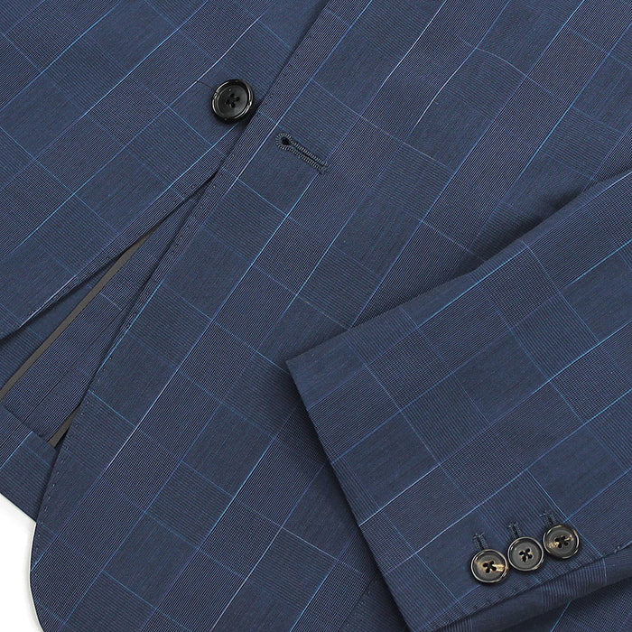 Paul Smith - Soho Fit Check Cotton Blazer in Blue - Nigel Clare