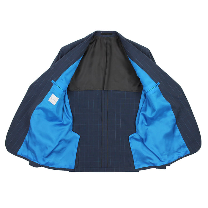 Paul Smith - Soho Fit Check Cotton Blazer in Blue - Nigel Clare