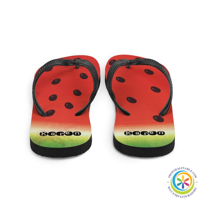 Personalized Juicy Watermelon Flip-Flops-ShopImaginable.com