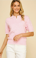 Pinch Basic Collar Cable Knit Sweater