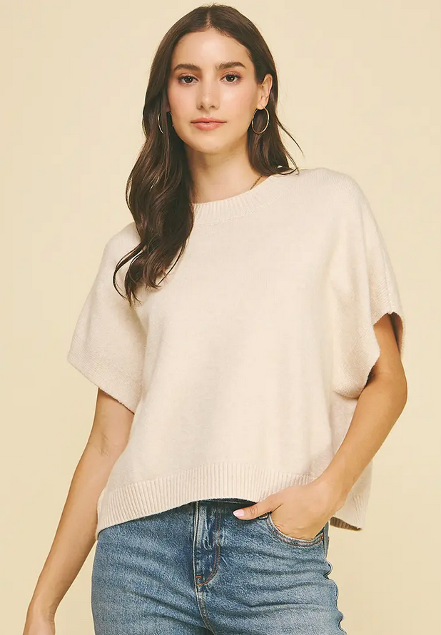Pinch  Dropped Shoulder Sweater Top
