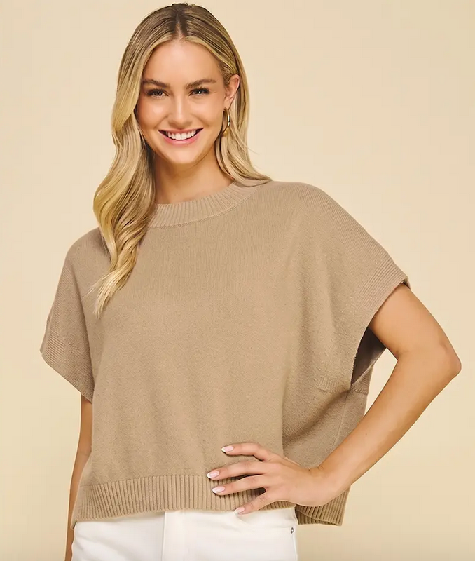 Pinch  Dropped Shoulder Sweater Top