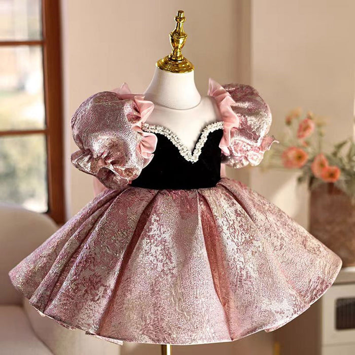 Pink Baby Girl Dress Kids 1st Wedding Birthday Party Holiday J467