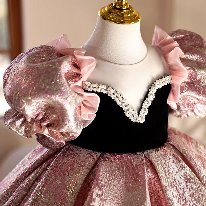 Pink Baby Girl Dress Kids 1st Wedding Birthday Party Holiday J467