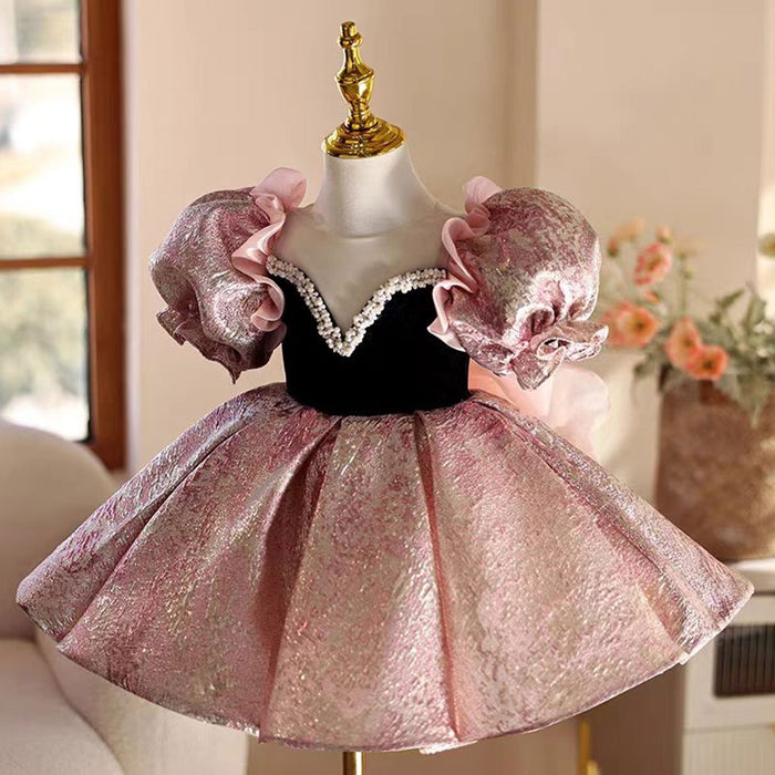 Pink Baby Girl Dress Kids 1st Wedding Birthday Party Holiday J467