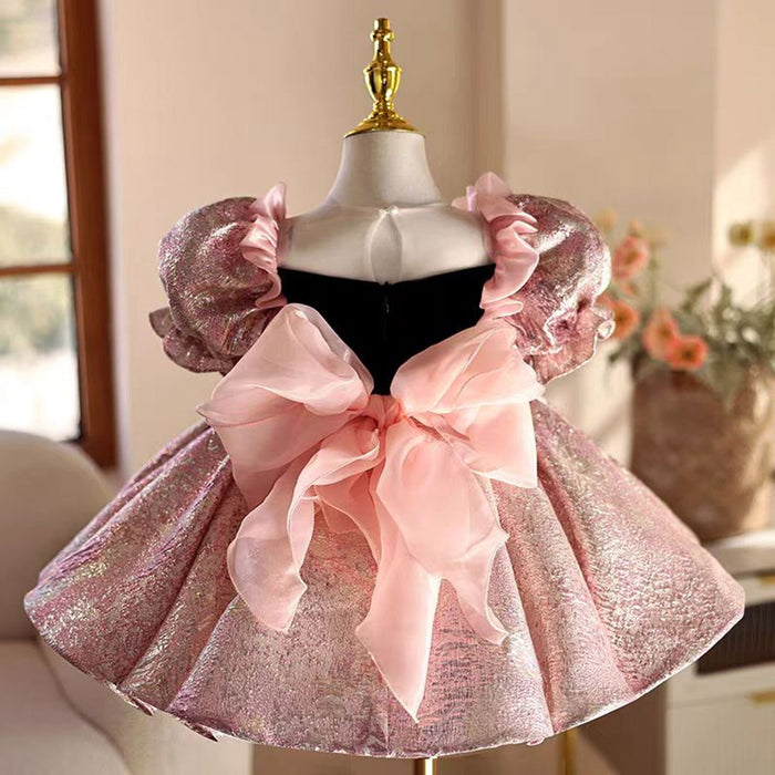 Pink Baby Girl Dress Kids 1st Wedding Birthday Party Holiday J467