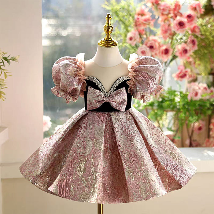 Pink Baby Girl Dress Kids 1st Wedding Birthday Party Holiday J467