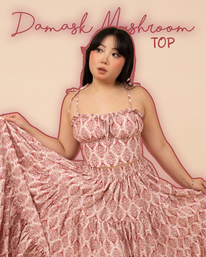 Pink Damask Mushroom Top