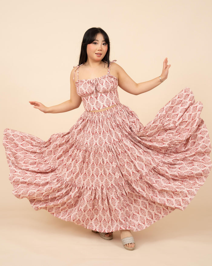 Pink Damask Mushroom Top